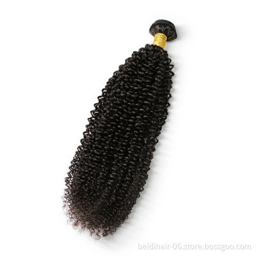 Kinky Curly Human Hair Bundles Virgin Remy Hair with closure lace frontals vendors brazilian peruvian weave free shipping 8A